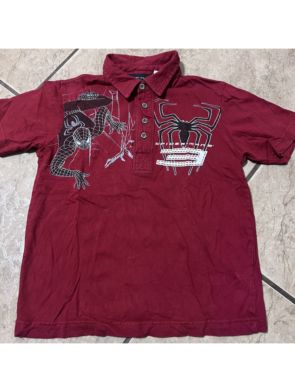 Spider-Man 3 Kids Movie Promo Polo Shirt Preppy Grunge Y2k Comics Super Hero 6/7